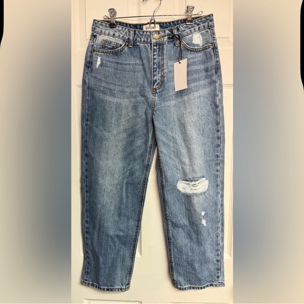 Anthropologie Evidnt Malibu Girlfriend Distressed Jeans New With Tags Size 26” - Picture 2 of 5